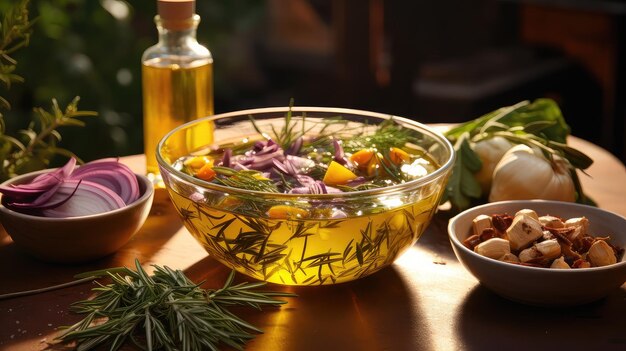 Miseczka z oliwą i przyprawami